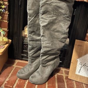 Grey Thigh High Boots